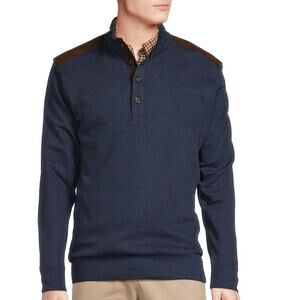 Cremieux Classic $95 XL‎ French Rib Mock Neck 1/4 Button Cotton Pullover Sweater